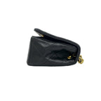 Chanel Quilted CC Logo Full Flap Lambskin Shoulder Bag Pochette Black — view 6