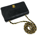 Chanel Quilted CC Logo Full Flap Lambskin Shoulder Bag Pochette Black — view 4