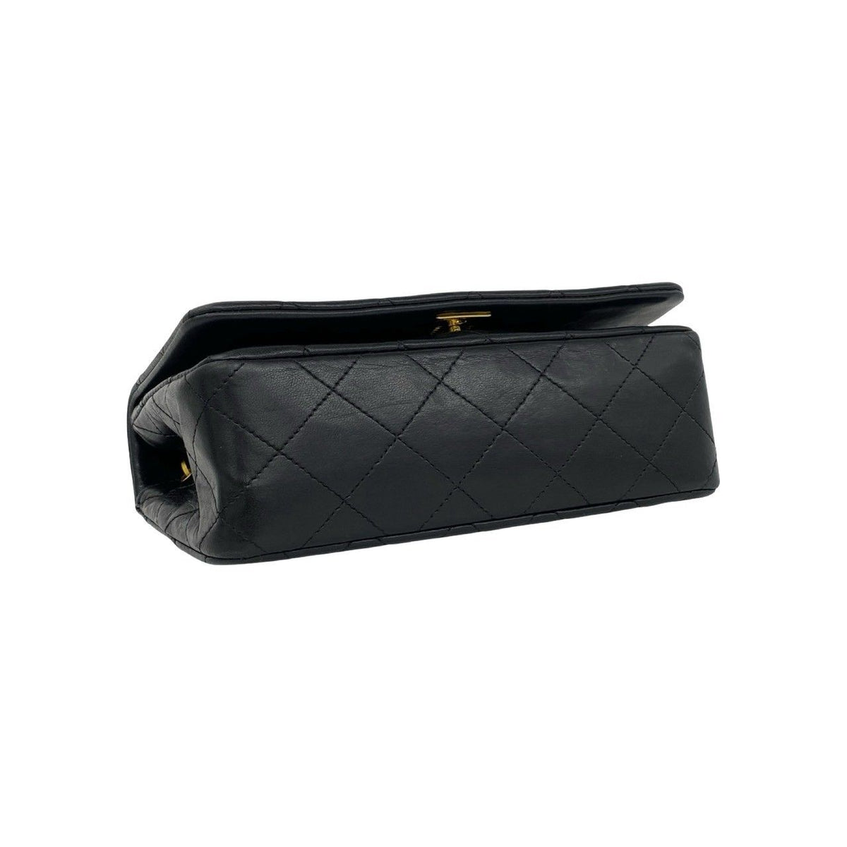 Chanel Quilted CC Logo Full Flap Lambskin Shoulder Bag Pochette Black — view 7