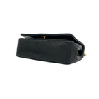 Chanel Quilted CC Logo Full Flap Lambskin Shoulder Bag Pochette Black — view 8