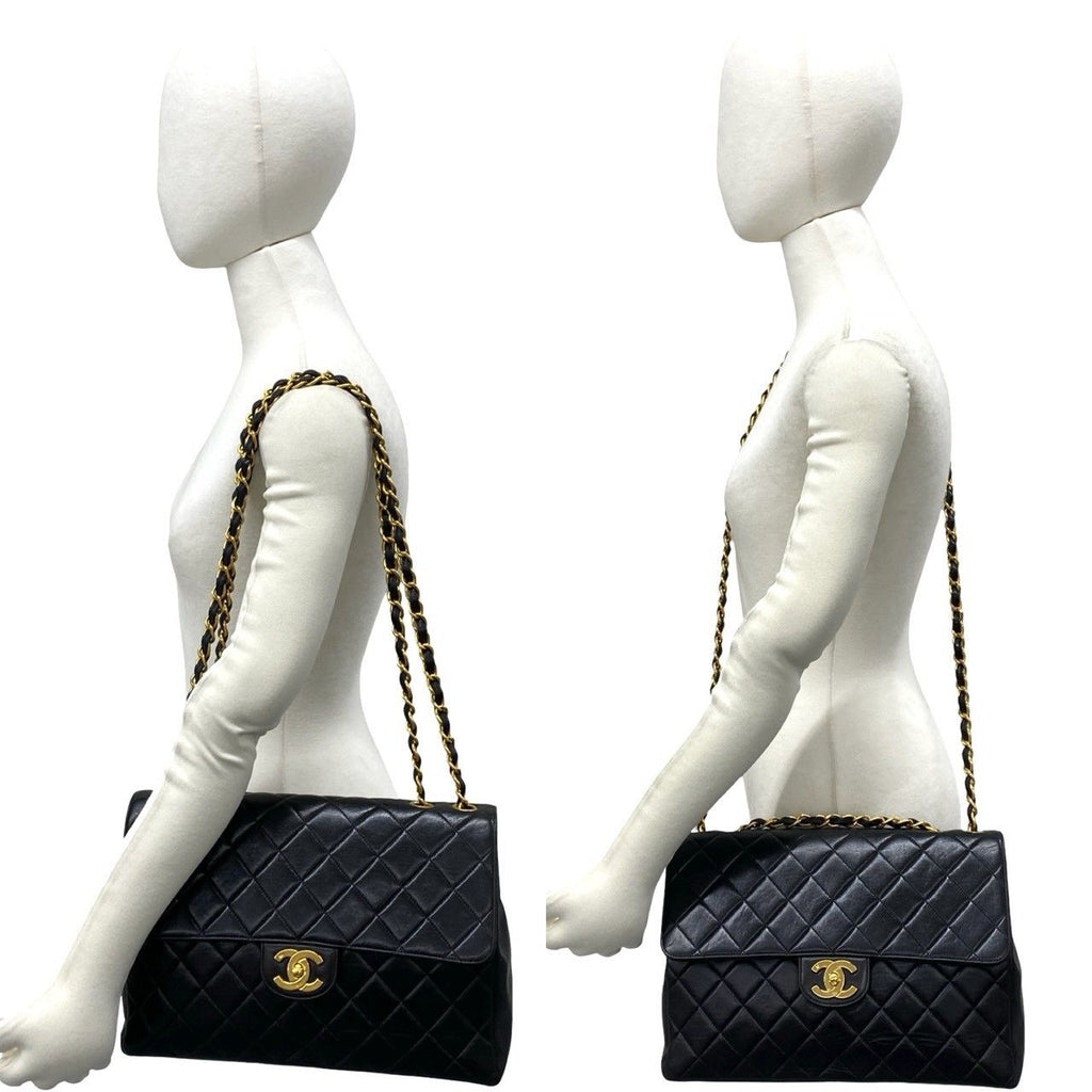 Chanel Quilted CC Logo Single Flap Lambskin Shoulder Bag Black — view 2