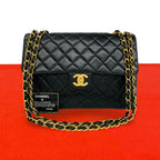 Chanel Quilted CC Logo Single Flap Lambskin Shoulder Bag Black
