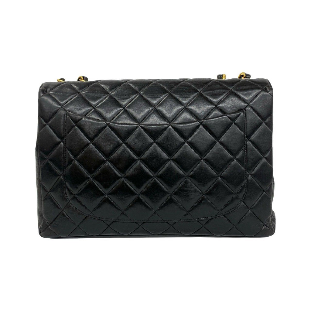 Chanel Quilted CC Logo Single Flap Lambskin Shoulder Bag Black — view 3