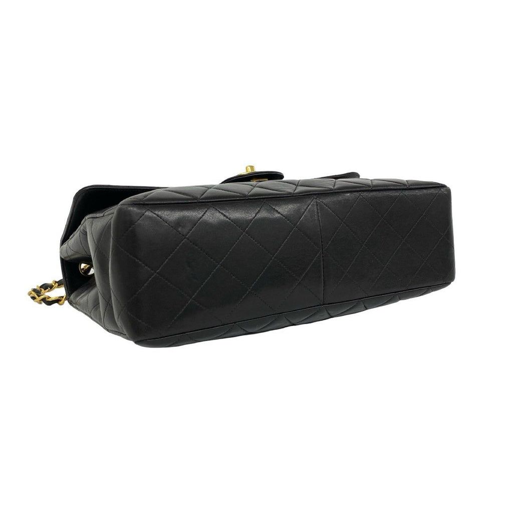 Chanel Quilted CC Logo Single Flap Lambskin Shoulder Bag Black — view 7