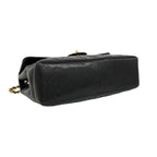 Chanel Quilted CC Logo Single Flap Lambskin Shoulder Bag Black — view 7