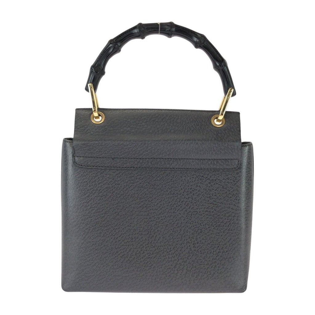Gucci Bamboo Gray Black Gold Leather Handbag — view 2