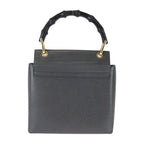 Gucci Bamboo Gray Black Gold Leather Handbag — view 2