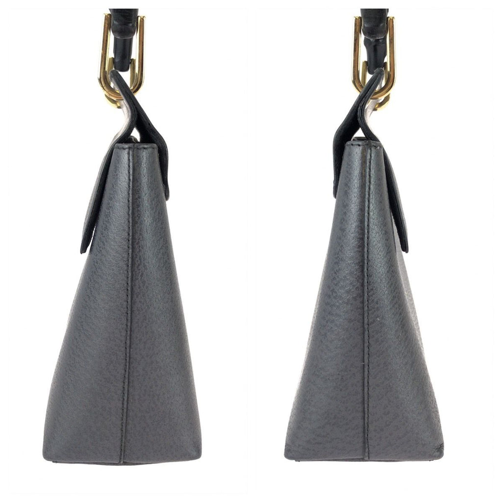 Gucci Bamboo Gray Black Gold Leather Handbag — view 8