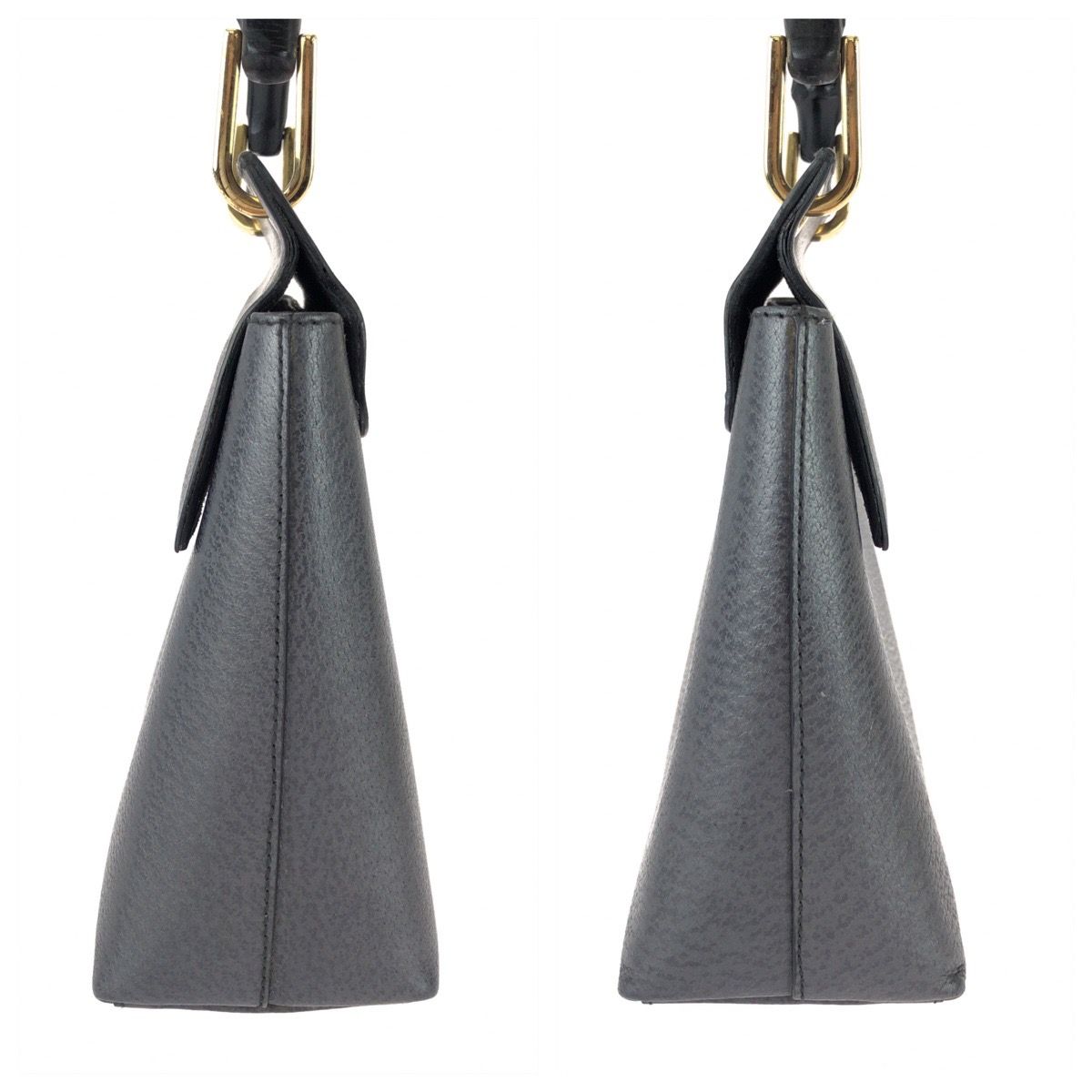 Gucci Bamboo Gray Black Gold Leather Handbag — view 8