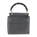 Gucci Bamboo Gray Black Gold Leather Handbag