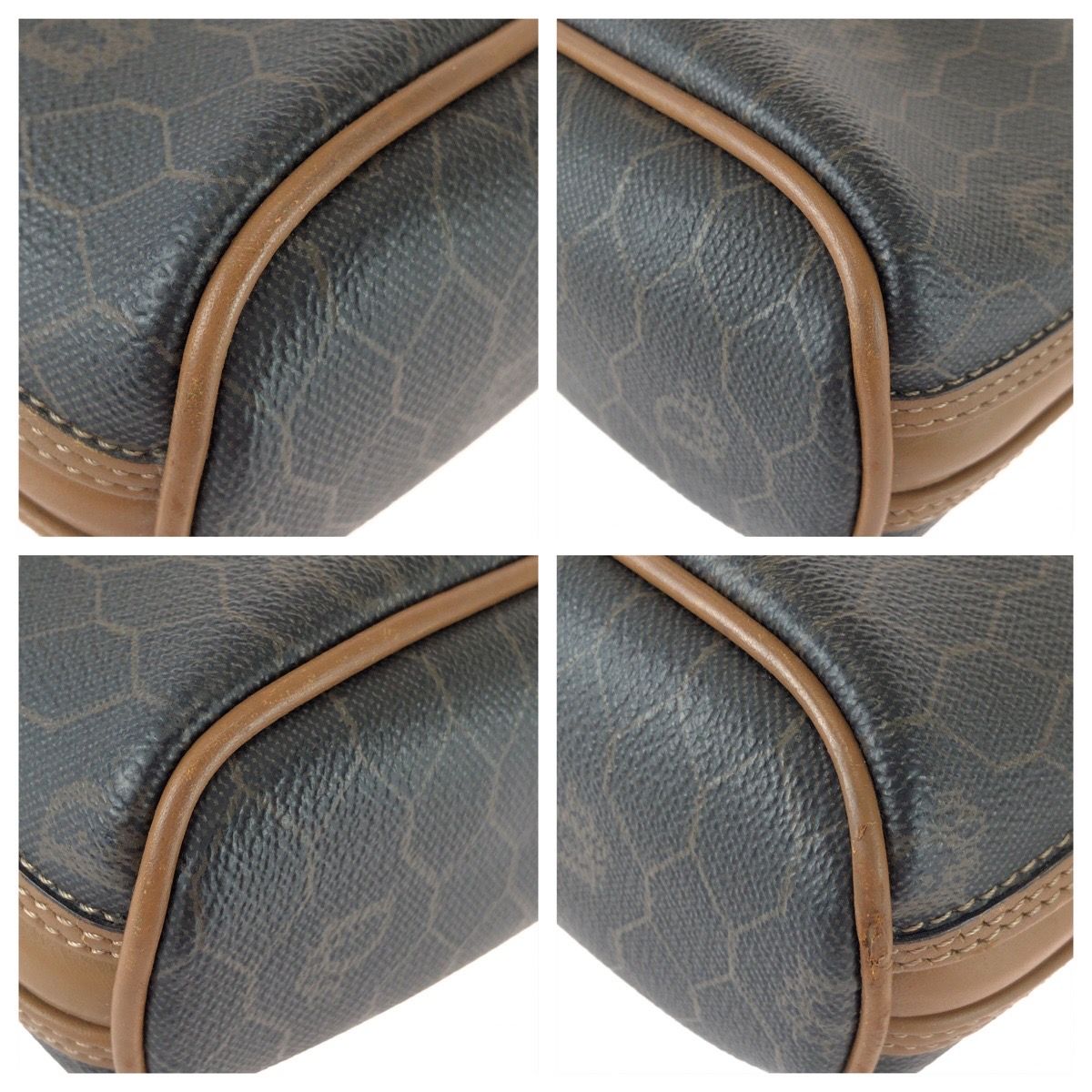 Dior Vintage Honeycomb Pattern Brown Gold Handbag — view 3