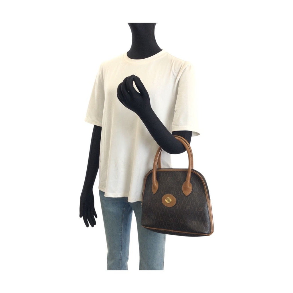 Dior Vintage Honeycomb Pattern Brown Gold Handbag — view 7