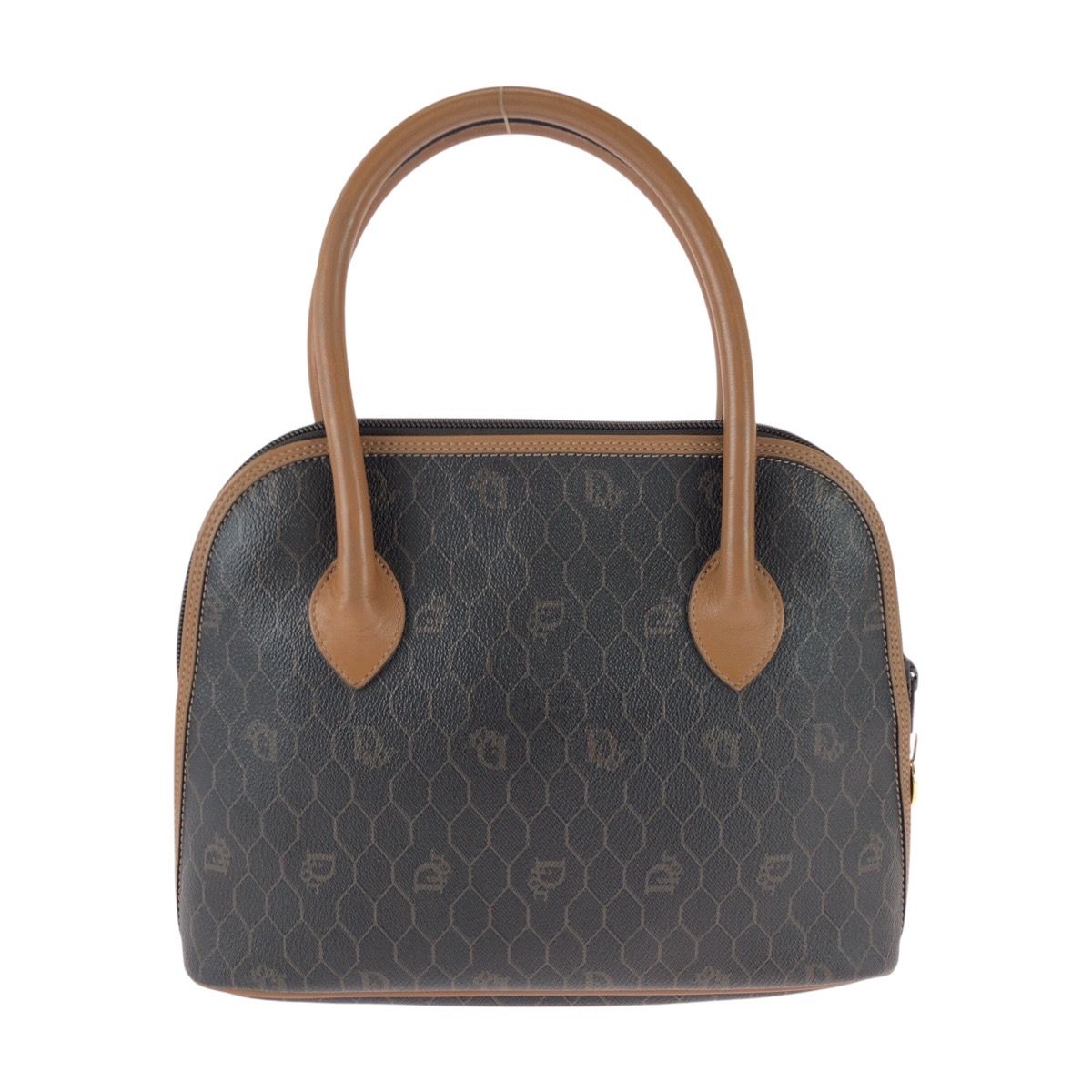 Dior Vintage Honeycomb Pattern Brown Gold Handbag — view 2