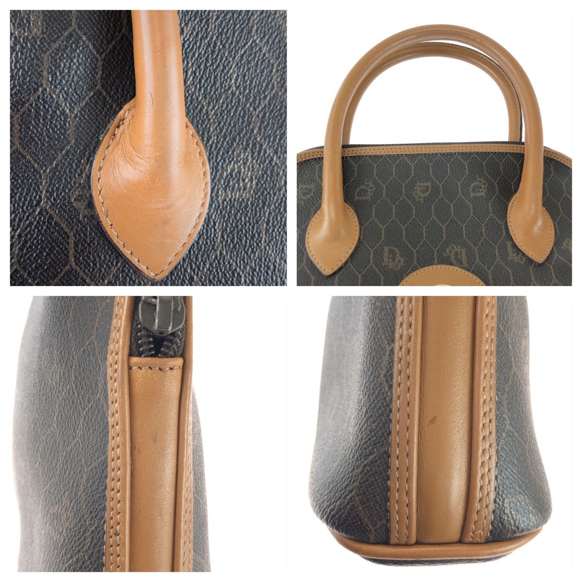 Dior Vintage Honeycomb Pattern Brown Gold Handbag — view 6