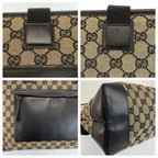 Gucci Black GG Canvas Leather Tote Shoulder Bag — view 5
