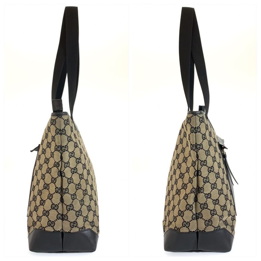Gucci Black GG Canvas Leather Tote Shoulder Bag — view 7