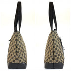 Gucci Black GG Canvas Leather Tote Shoulder Bag — view 7