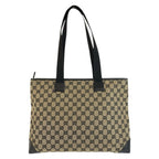 Gucci Black GG Canvas Leather Tote Shoulder Bag — view 2