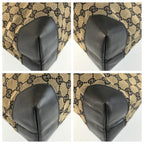 Gucci Black GG Canvas Leather Tote Shoulder Bag — view 4