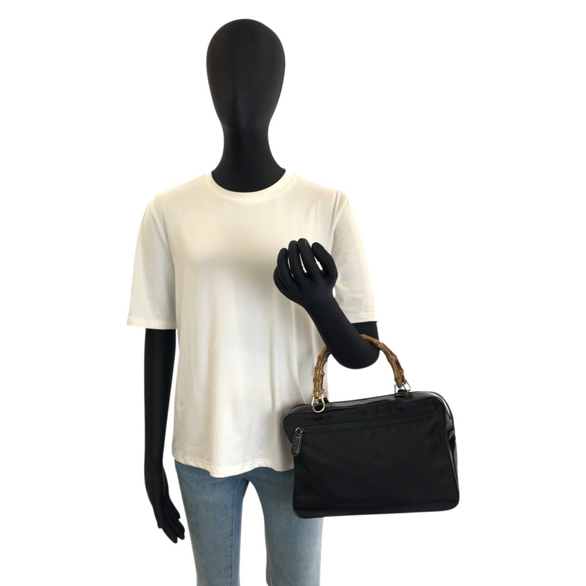 Gucci Bamboo Black Silver Nylon 2-Way Shoulder Bag — view 6