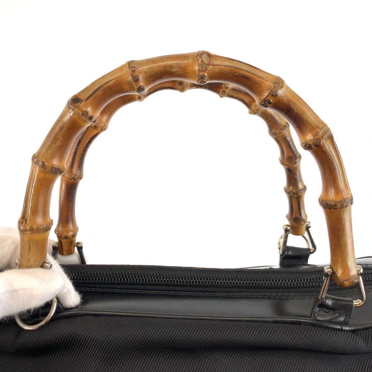 Gucci Bamboo Black Silver Nylon 2-Way Shoulder Bag — view 8