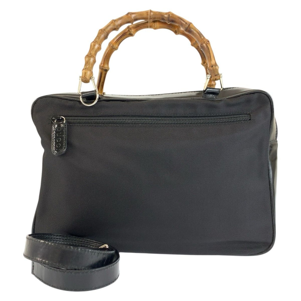 Gucci Bamboo Black Silver Nylon 2-Way Shoulder Bag