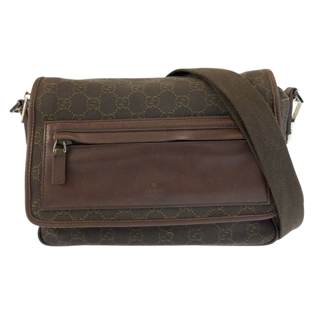 Gucci Brown GG Canvas Leather Shoulder Bag Pochette