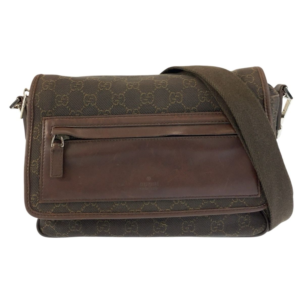 Gucci Brown GG Canvas Leather Shoulder Bag Pochette