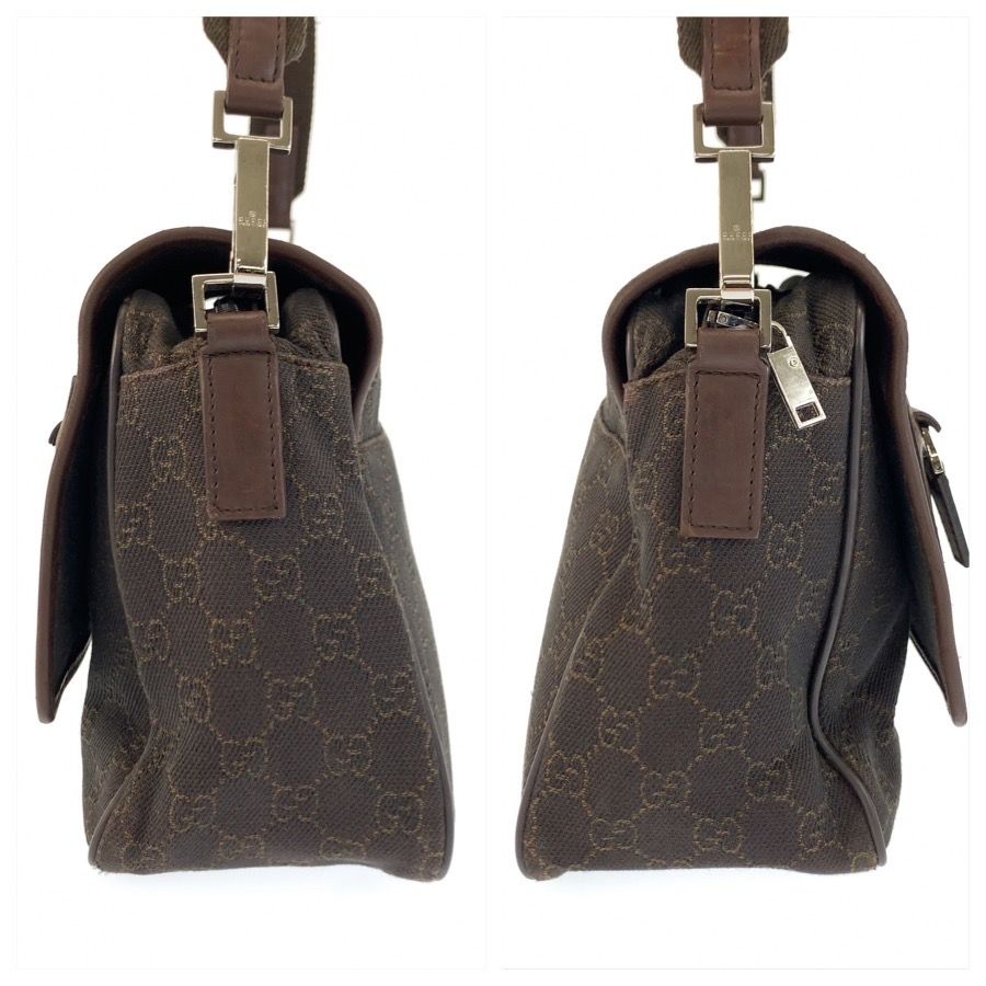 Gucci Brown GG Canvas Leather Shoulder Bag Pochette — view 8
