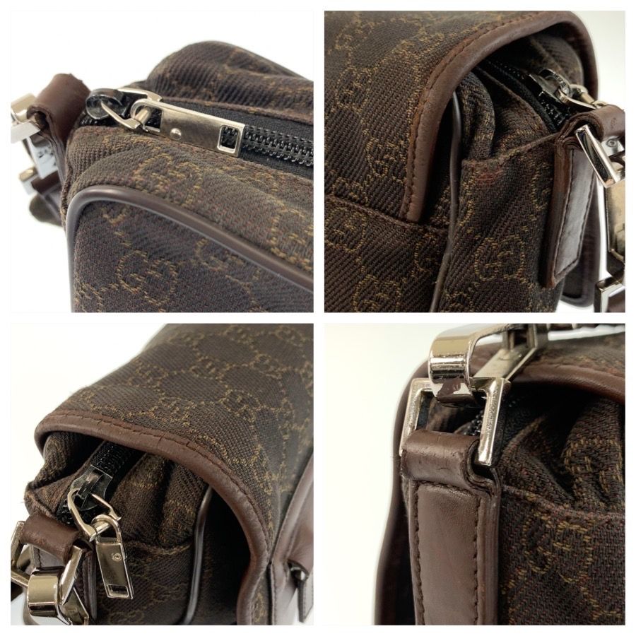Gucci Brown GG Canvas Leather Shoulder Bag Pochette — view 5