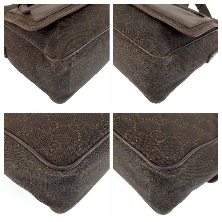 Gucci Brown GG Canvas Leather Shoulder Bag Pochette — view 4