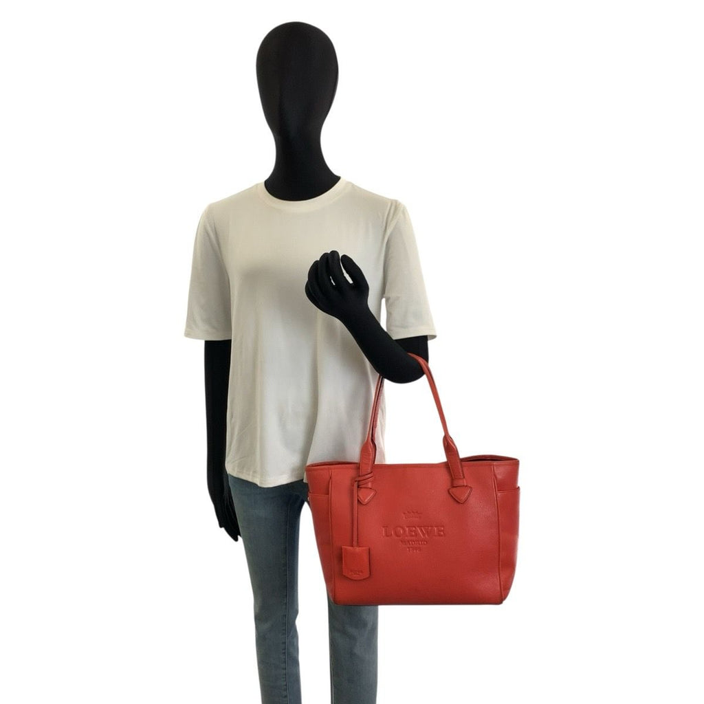 Loewe Heritage Orange Leather Tote — view 6