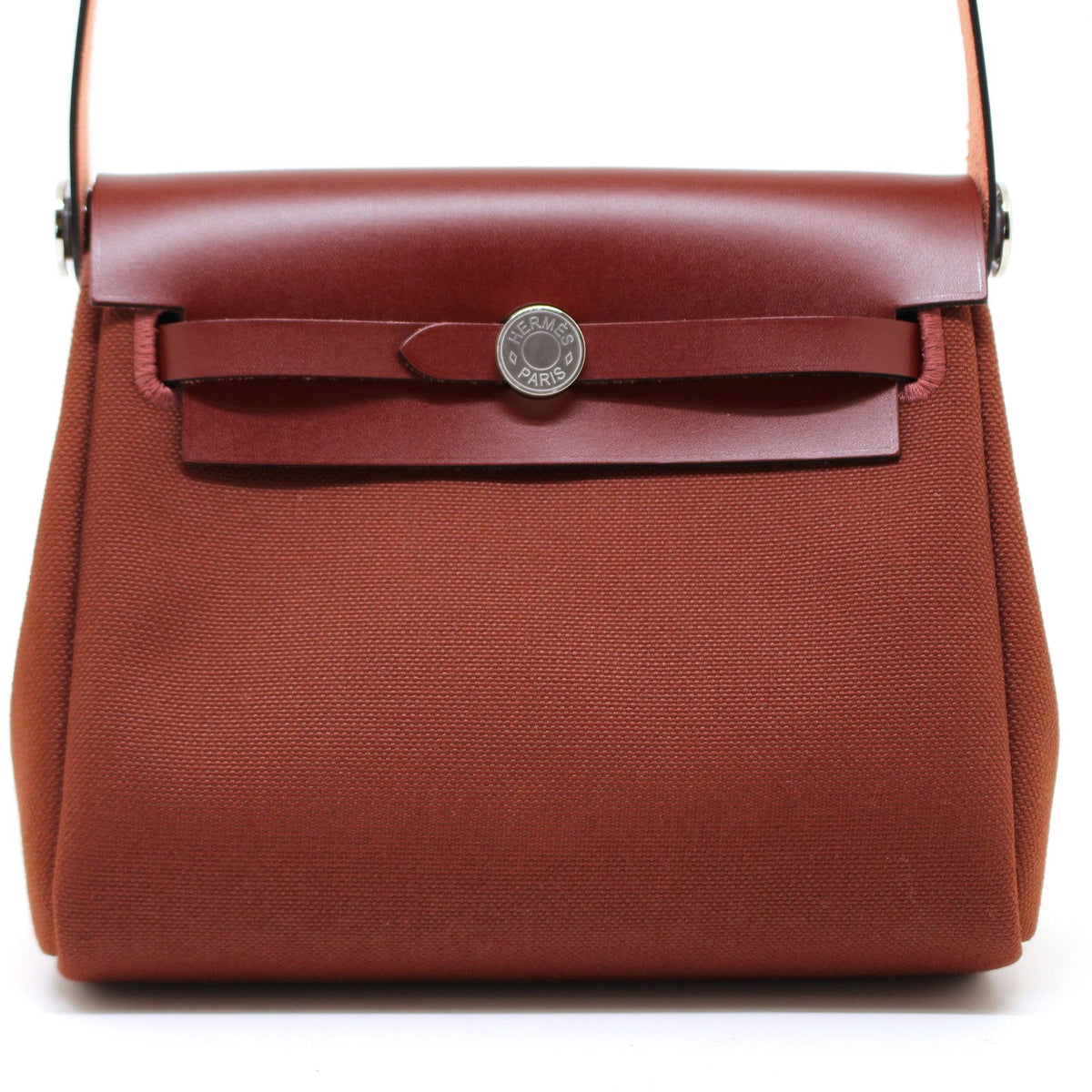 Hermes Herbag Zip Retourne Shoulder Bag Toile H Rouge Ash SS
