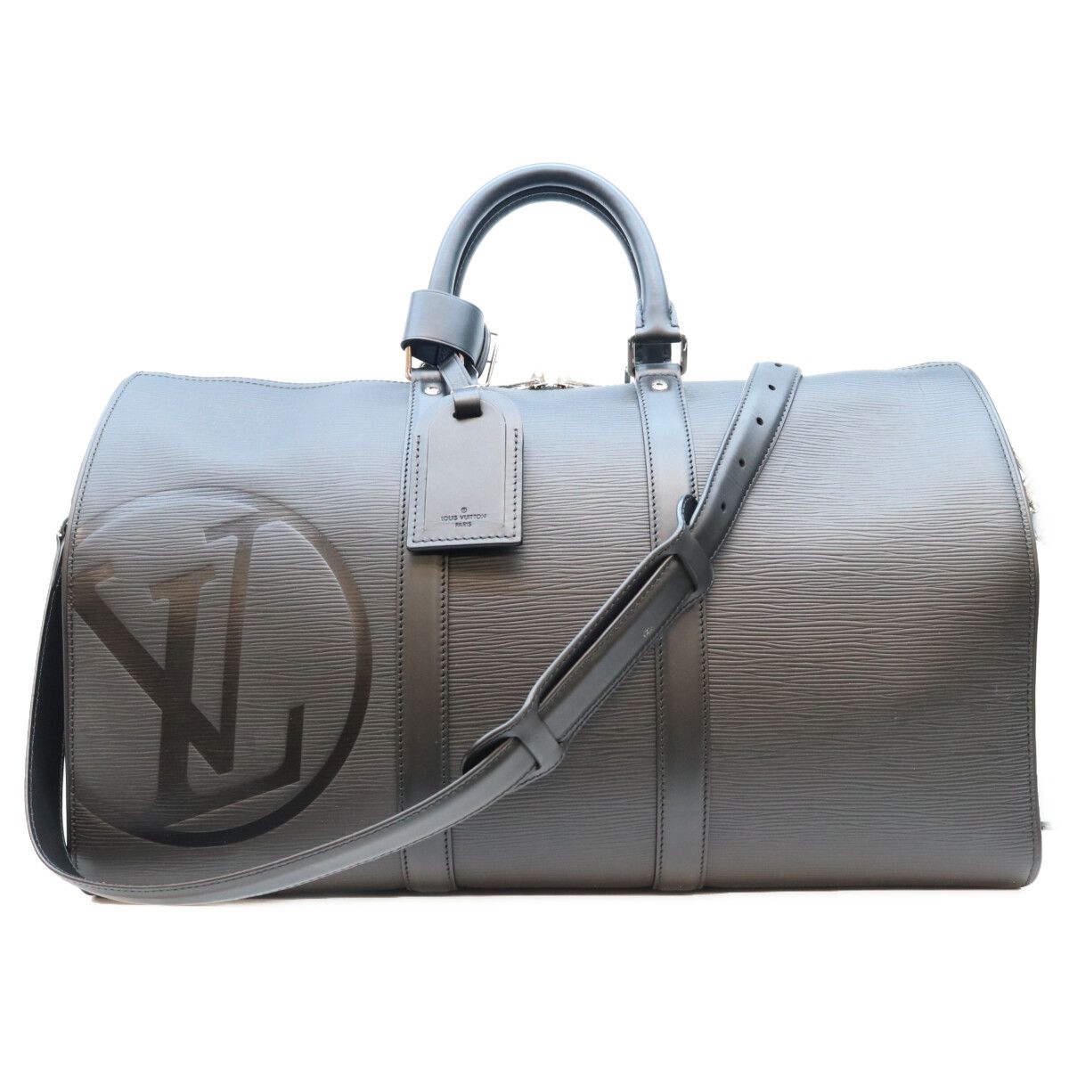 Louis Vuitton Epi Black LV Circle Keepall Bandouliere 45 Boston Bag