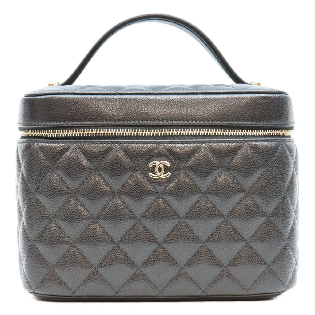 Chanel Black Timeless Classic Caviar Top Handle Vanity Handbag