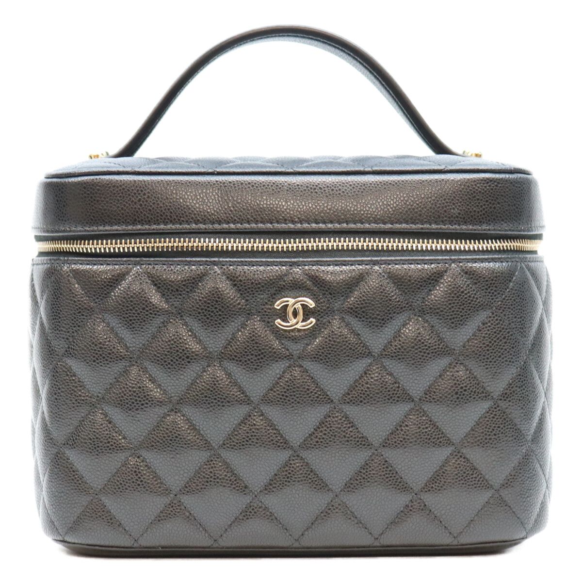 Chanel Black Timeless Classic Caviar Top Handle Vanity Handbag