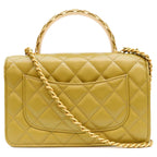 Chanel Khaki Lambskin Quilted Top Handle 2-Way Chain Back Handbag — view 3