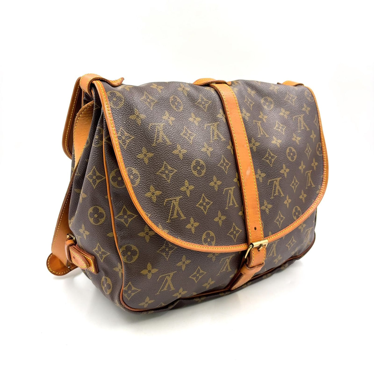 Louis Vuitton Saumur 35 Monogram Leather Brown Light Shoulder Bag Gold — view 2