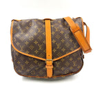 Louis Vuitton Saumur 35 Monogram Leather Brown Light Shoulder Bag Gold