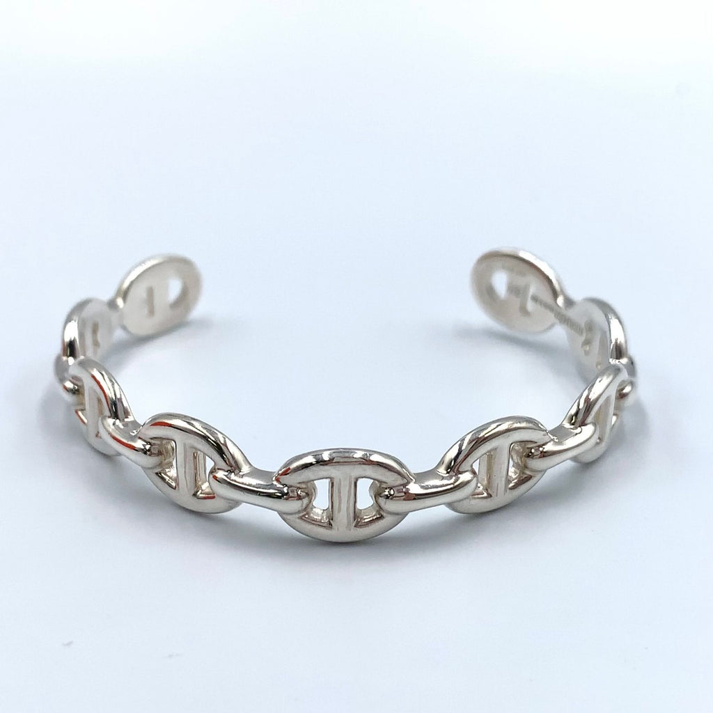 Hermes Chaine D'ancre Enchainee Silver Bangle Bracelet