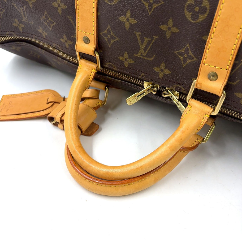 Louis Vuitton Keepall 55 Monogram Leather Brown Light Boston Bag Gold — view 7