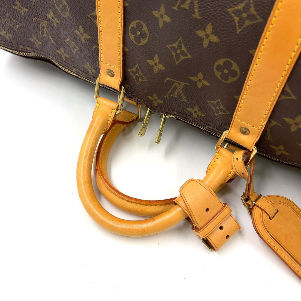 Louis Vuitton Keepall 55 Monogram Leather Brown Light Boston Bag Gold — view 6