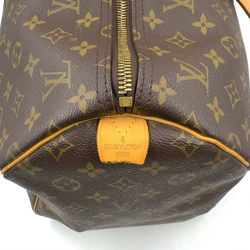 Louis Vuitton Keepall 55 Monogram Leather Brown Light Boston Bag Gold — view 4