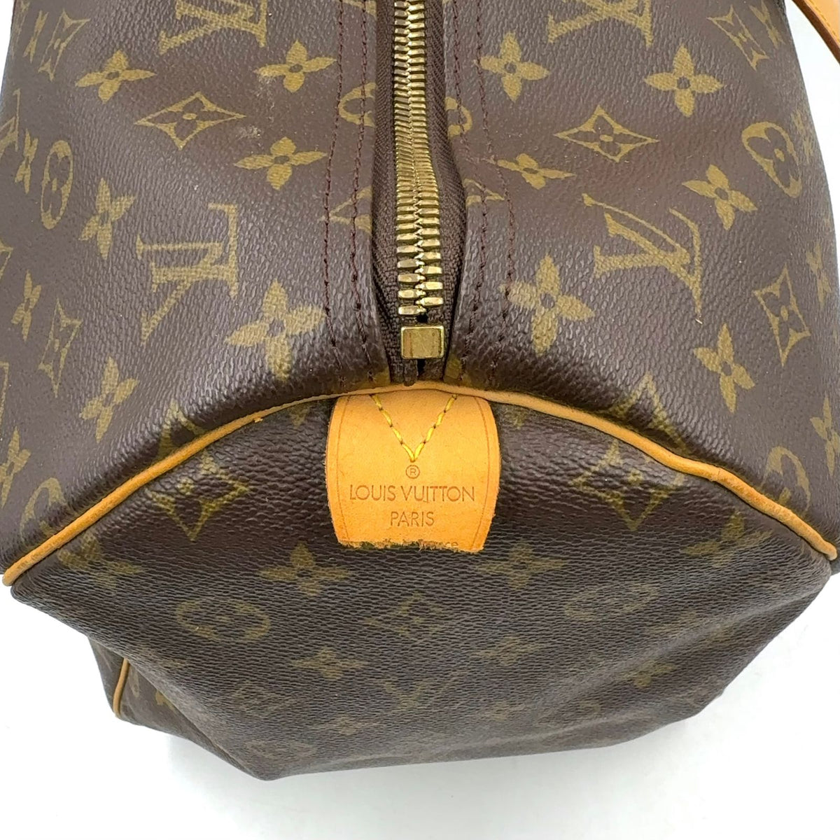 Louis Vuitton Keepall 55 Monogram Leather Brown Light Boston Bag Gold — view 4