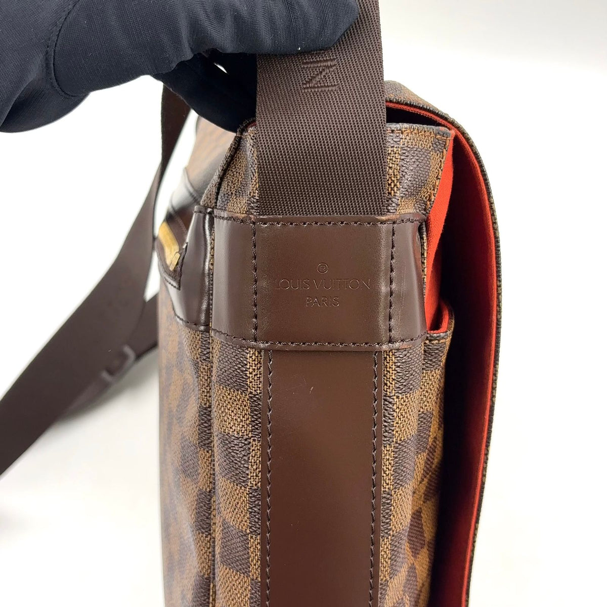 Louis Vuitton Bastille Damier Ebene Leather Brown Shoulder Bag Gold — view 6