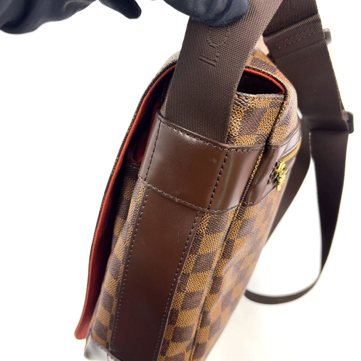 Louis Vuitton Bastille Damier Ebene Leather Brown Shoulder Bag Gold — view 7