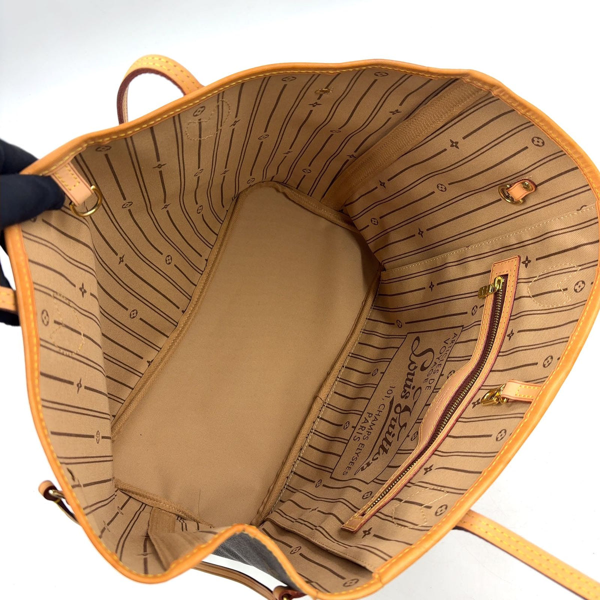 Louis Vuitton Neverfull MM Monogram Leather Brown Light Tote Gold — view 3