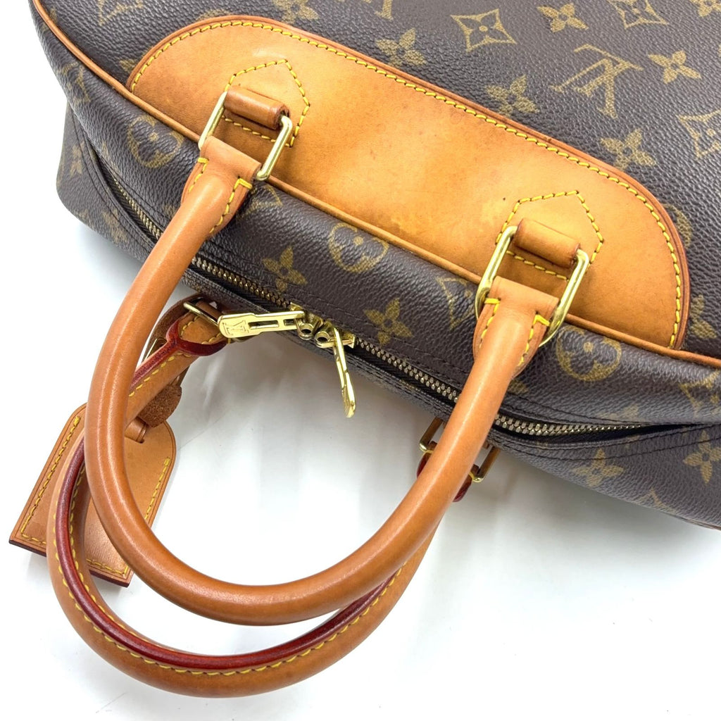 Louis Vuitton Deauville Bowling Vanity Monogram Leather Brown Light Handbag Gold — view 6