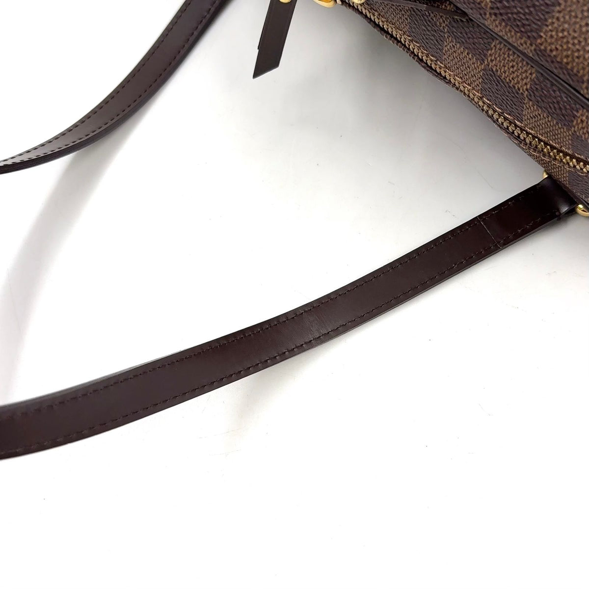 Louis Vuitton Rivington PM Damier Ebene Leather Brown Shoulder Bag Gold — view 6