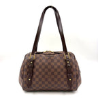 Louis Vuitton Rivington PM Damier Ebene Leather Brown Shoulder Bag Gold